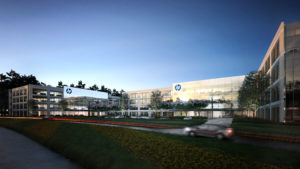 Rendering of the new HP campus under development by Patrinely Group in Springwoods Village north of Houston.